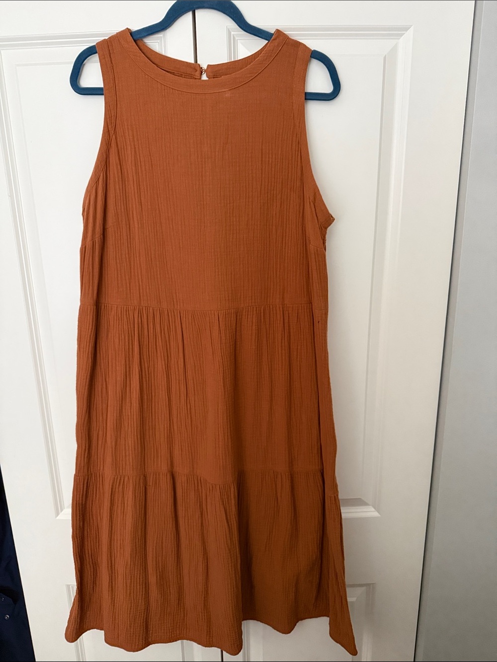Ava & Viv Rust Orange Sleeveless Tiered Midi Dress